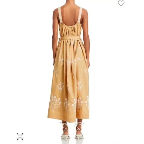 MOTHER TAN EMBROIDERED DRESS LARGE 💯 COTTON - Picture 4 of 12